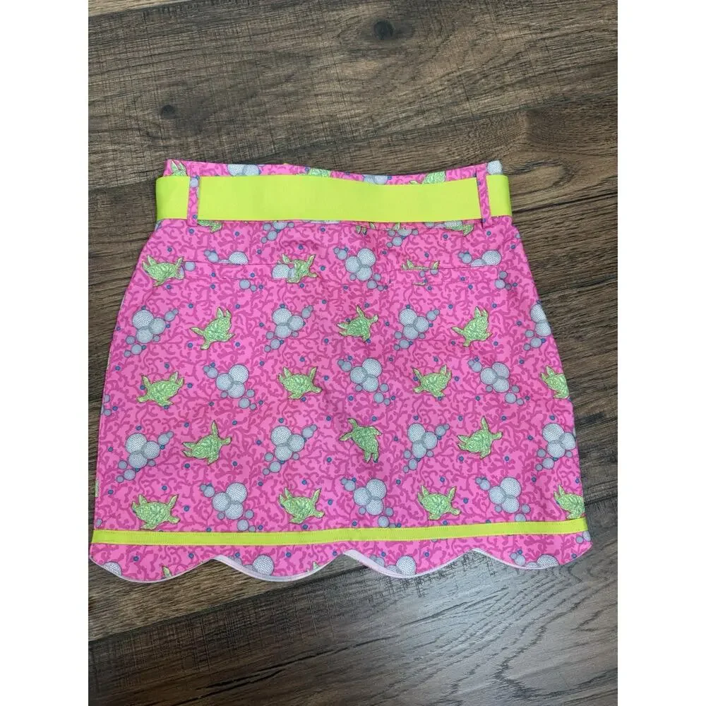 Turtles & Tees Girls Sz 7/8 Tennis Golf Skort Skirts Set Of 2 Scallop Hem Ribbon